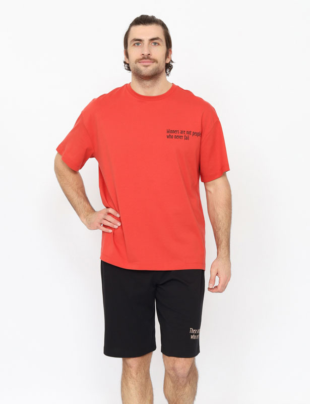 CSXM 50033-28 Пижама мужская (футболка, шорты) (Терракотовый (176)-104-088(52))