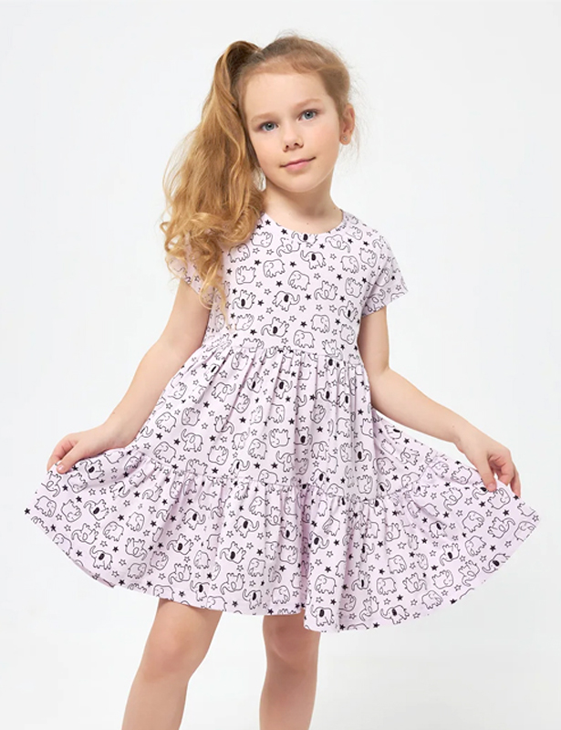 GDR 053-009 Платье детское, набивное полотно, цвет светло сиреневый (116)