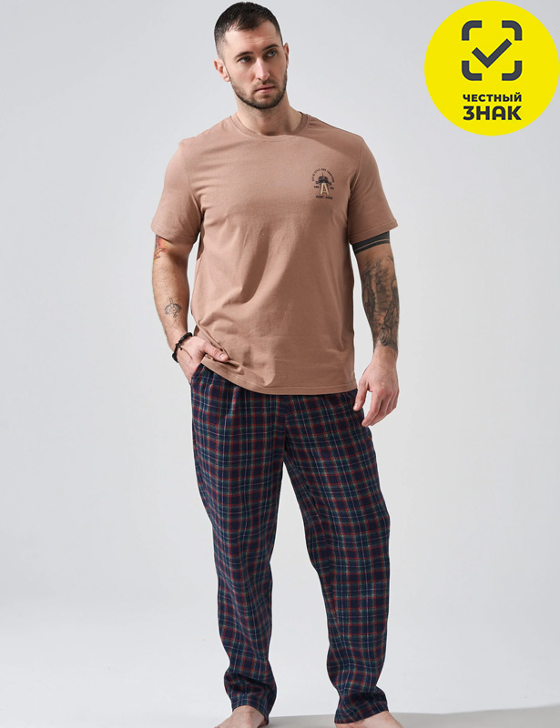 2390-К/Ф Пижама мужская "Авангард" (54, мокко)