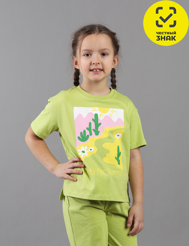 CSKG 64103-37K Футболка для девочки (Зеленый (092)-52)