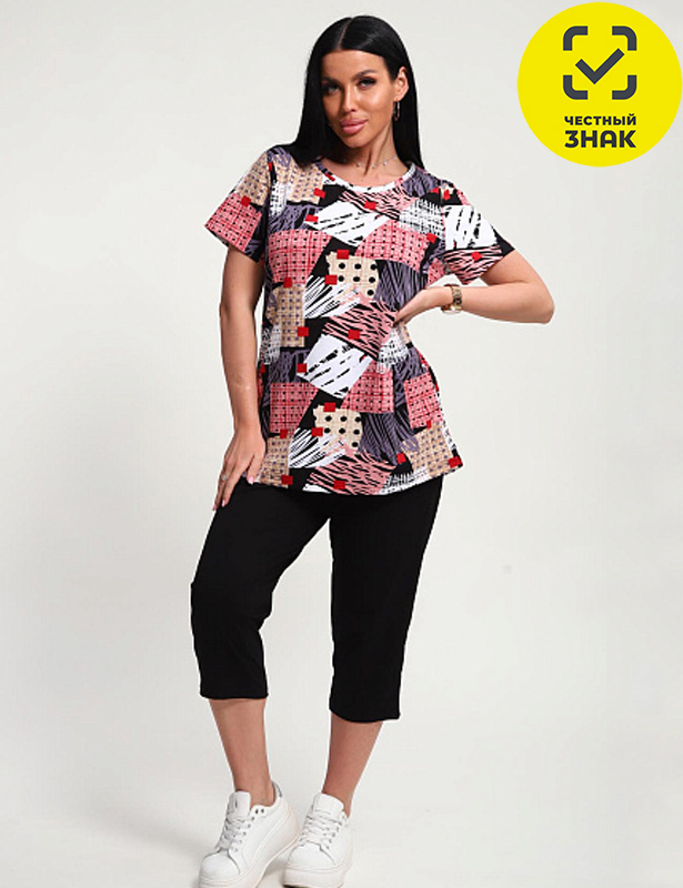 01073 Костюм с бриджами (Бордовый, 50)