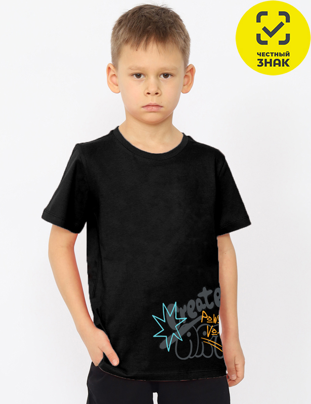 CSJB 64287-22K Футболка для мальчика (Черный (134)-68)