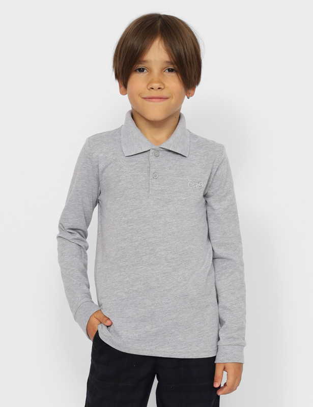 CWJB 63156-11 Рубашка-поло для мальчика (Серый меланж (140)-72)