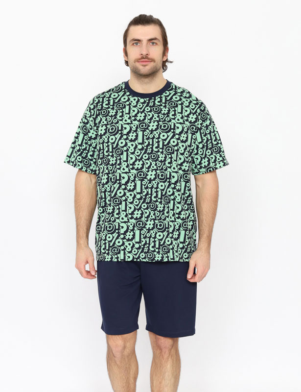 CSXM 50033-37 Пижама мужская (футболка, шорты) (Зеленый (176)-104-088(52))