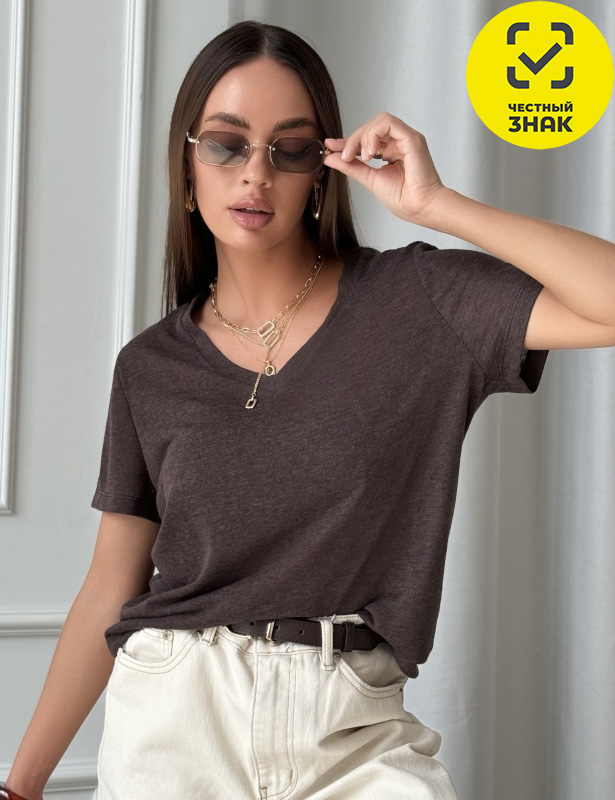 Футболка жен.арт.1239-3,шоколадная (54)