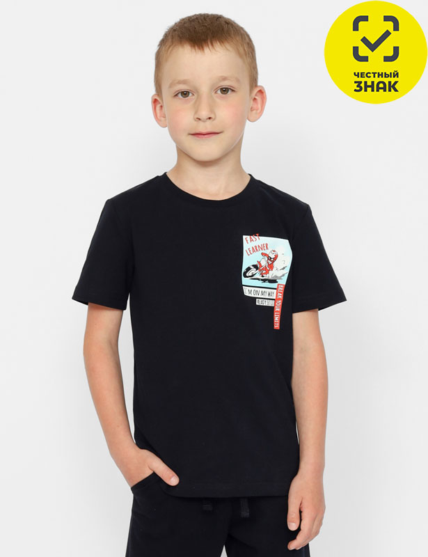 CWKB 63385-22 Футболка для мальчика (Черный (128)-64)