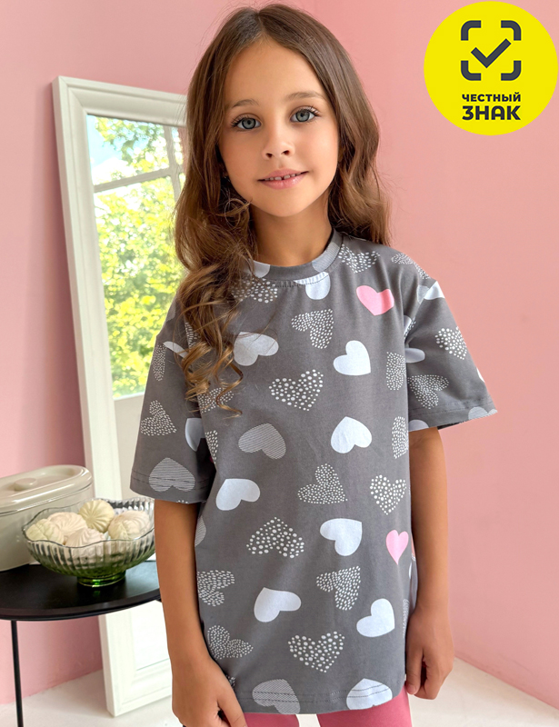 120006C-29 Футболка для девочки (Антрацит 098-56)
