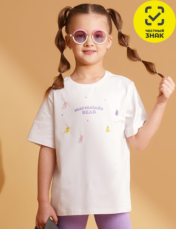 CLE Футболка дев. 867403/15г_п (белый; 104-56)