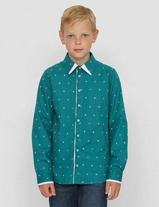 CWJB 63283-37 Рубашка для мальчика (Зеленый (164)-84)
