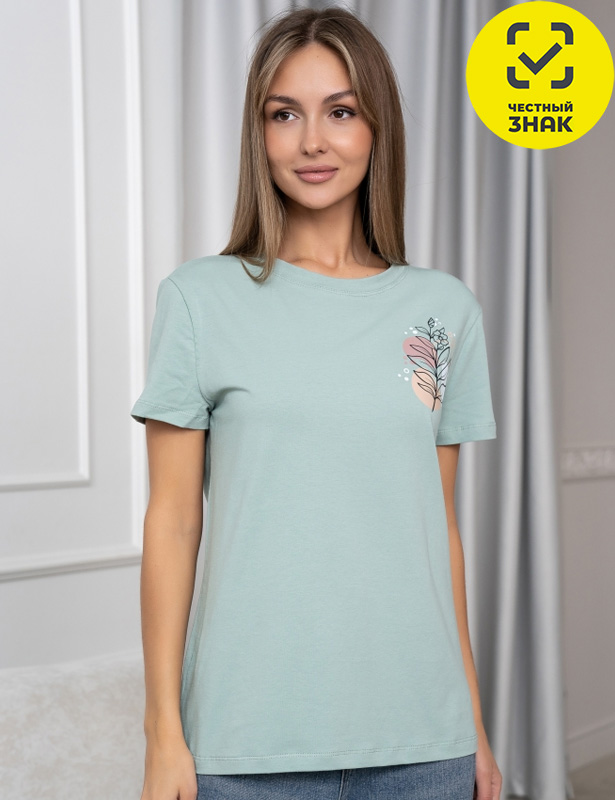 Футболка жен.арт.270-11,фисташково-черная (56)