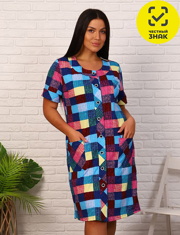 ХЖ-123 Халат женский Беатрис пуговица (кулирка)48