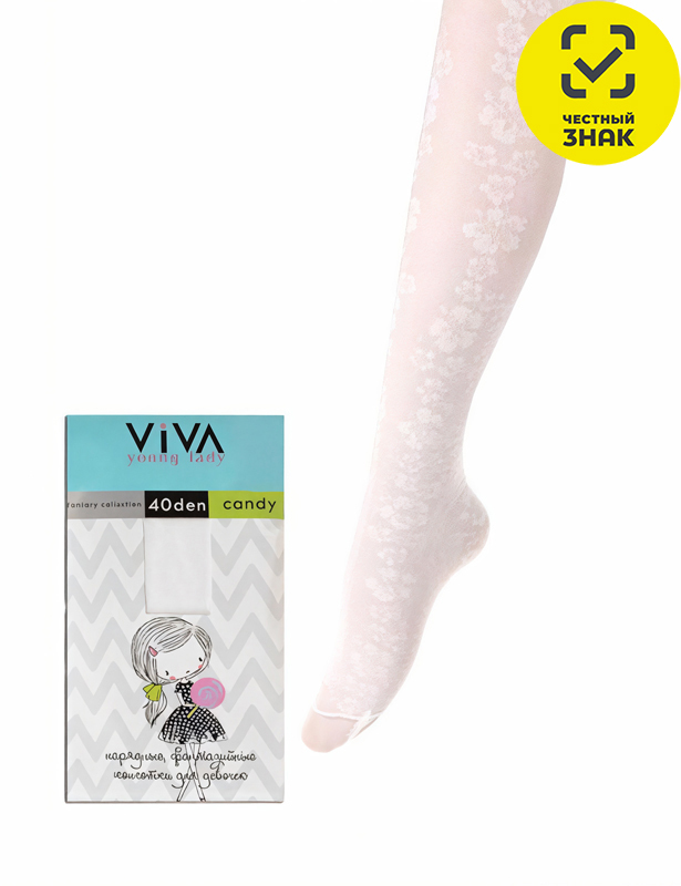 CANDY 40 D колготки детские цветок белый р.12-14