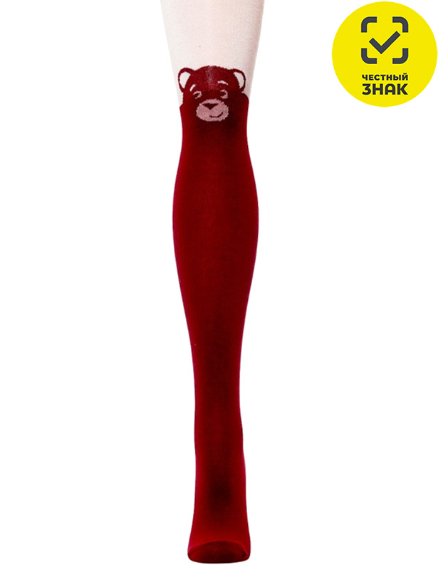 K1D68 бежевый/бордо-52/22 р-р140-146 Колготки детские