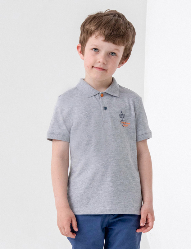 CSKB 63109-11-318 Рубашка-поло для мальчика (Св.серый меланж (122)-64)