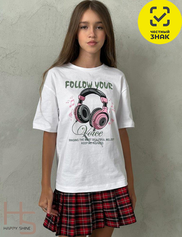 6009HW-20K Футболка для девочки (Белый (158)-80)