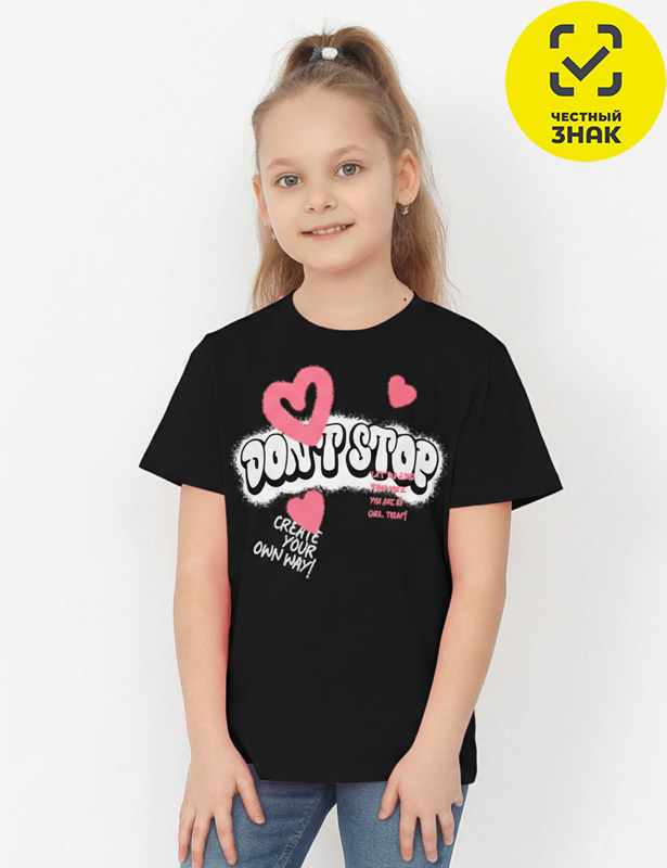 CSJG 64280-22K Футболка для девочки (Черный (128)-64)