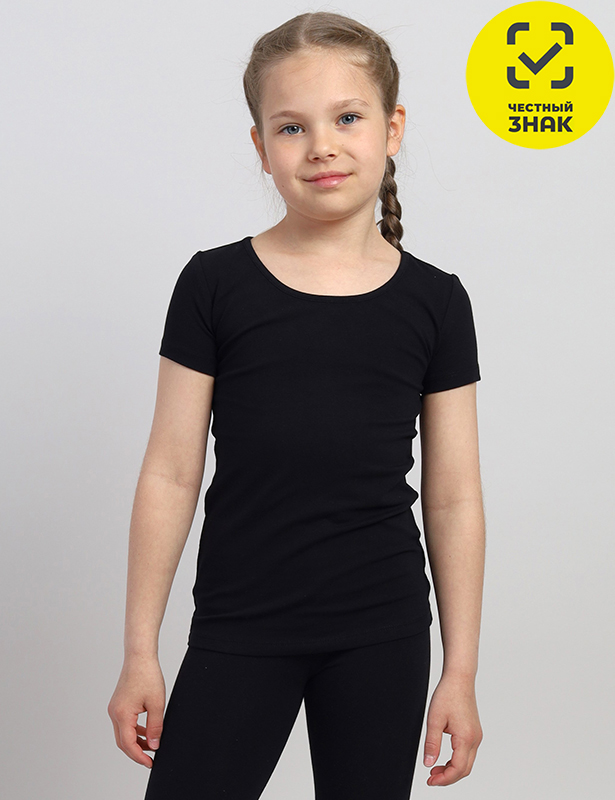 CAJG 62858-22 Футболка для девочки (Черный (140)-72)