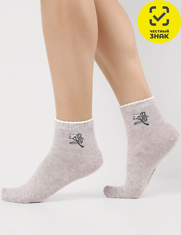 CLE Носки жен.Д2506 тиара укороч (меланж св.серый; 23)