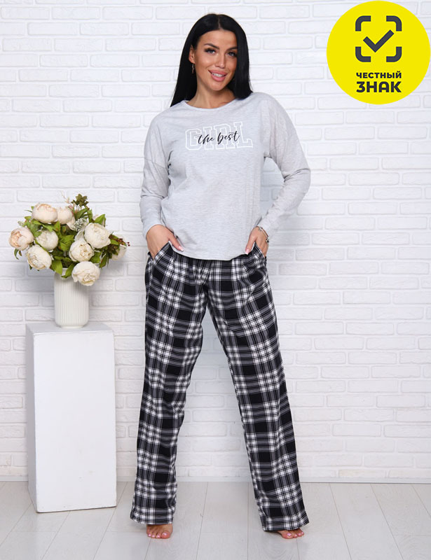 00957 Костюм с брюками (Светло-серый меланж, 50)