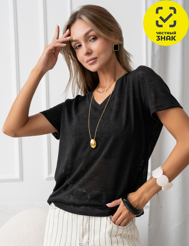 Футболка жен.арт.1239-1,черная (50)